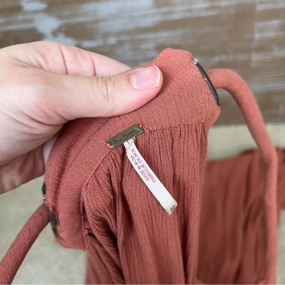 Free People Grommet Maxi Dress Slit Rayon Boho Western Summer Beachy Womens XS - Picture 9 of 9